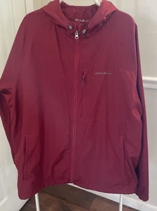 Chaqueta cortavientos Eddie Bauer para hombre XLgT roja con capucha ligera lluvia todo clima - Imagen 1 de 6