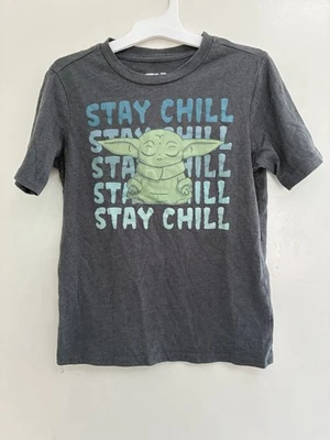 Рубашка с коротким рукавом Star Wars Kids Boys Stay Chill Grogu хлопок круглый вырез серая S - Изображение 1 из 4