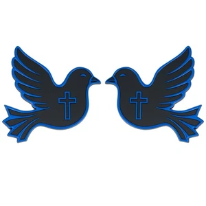 Dove Emblem, Religious Christian Badge Decal for Car, Truck, SUV 2pc Set Blue - Picture 1 of 6