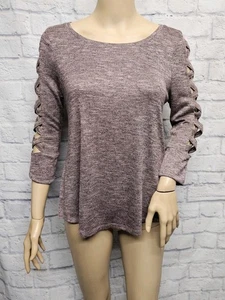 JENNIFER LOPEZ XS CELOSÍA MANGA 3/4 JASPEADO HACCI ALTA-BAJA SUÉTER TOP - Imagen 1 de 16