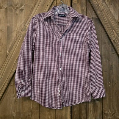 Camisa Chaps Juvenil Abotonada Talla 12 Roja Blanca Cuadros Guinga Manga Larga Algodón Foto 1 de 3
