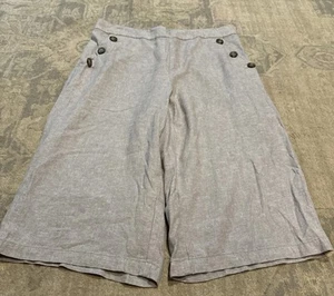 Lane Bryant Womens Cropped Wide Leg Pants Beige size 14 Linen Blend - Picture 1 of 5