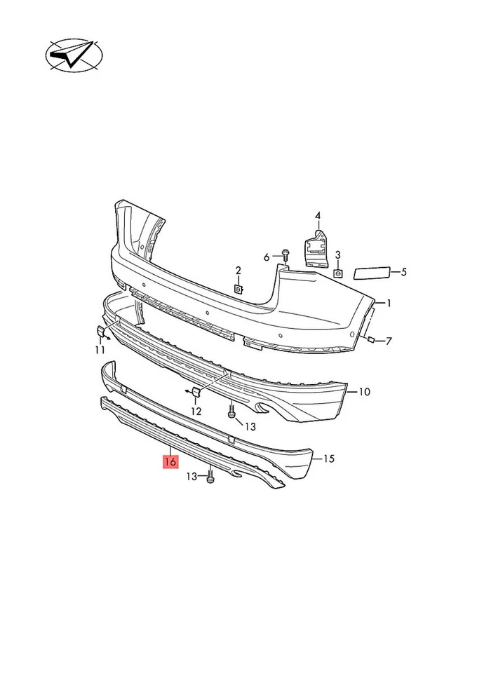 Difusor trasero negro original VW Touareg CR7 760807482G041 Foto 1 de 1