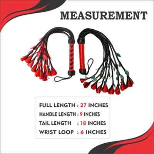 2 Pack Cat O' Nine Tails Flogger Set – Rose Tail Leather Whip with Flower Tails - Picture 1 of 8