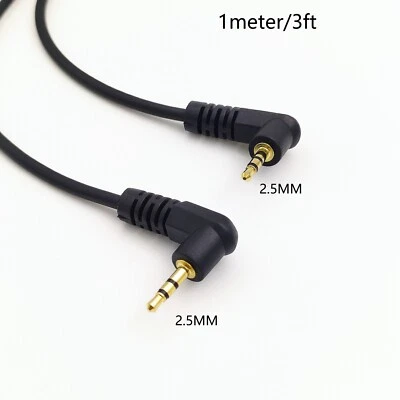 1M 3FT 2.5mm Male to 2.5mm male 3 Pole Headphone Audio AUX Cable 90 degree - Image 1 of 4