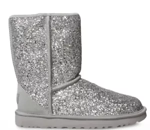 UGG CLASSIC SHORT COSMOS SILVER SUEDE SHEEPSKIN WOMEN'S BOOTS SIZE US 8/UK 6 NEW - Picture 1 of 5