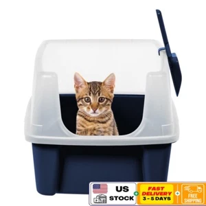 High Sided Open Top Cat Litter Box W/ Scoop Leakproof Easy Clean Litter Pan New - Picture 1 of 8