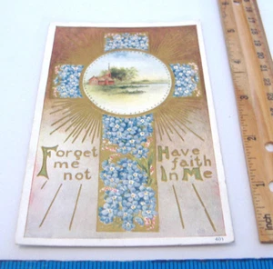 VINTAGE EASTER POSTCARD~FORGET ME NOT HAVE FAITH IN ME~401 - Imagen 1 de 3