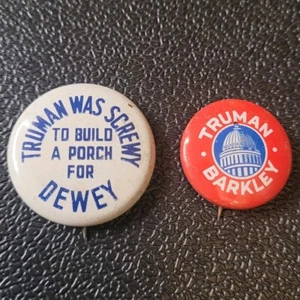 Truman Was Screwy Presidential Election Button Pin Set Campaign Barkley - Picture 1 of 3