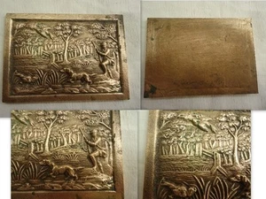 BRONZE MEDAILLE PLATTE JAGDSZENE UNSIGNIERT - Bild 1 von 1