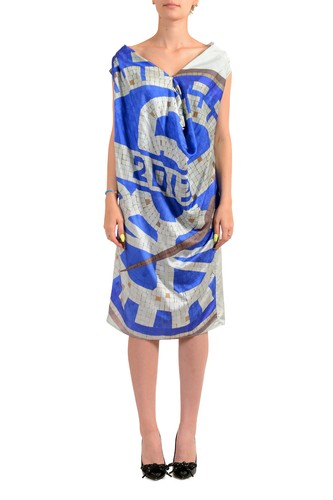 Maison Margiela MM6 mini abito donna multicolore in seta senza maniche US M IT 42