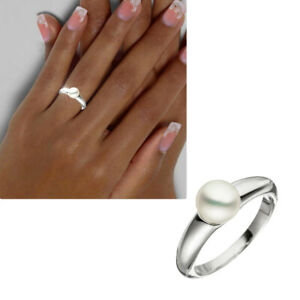 Damen Ring 925 echt Silber Ring Süßwasser Perle große Größen 50-64 stabil neu