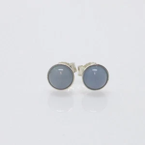 Ohrstecker Angelit Cabochon 6mm Silber 925 - Bild 1 von 5