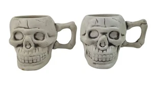 Ceramic Skeleton Human Skull Mugs Set of 2 - Picture 1 of 10