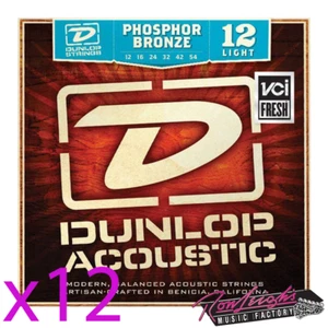 Jim Dunlop 12/54 Medium Phospher Bronze Acoustic Guitar Strings - Box of 12 - Picture 1 of 1