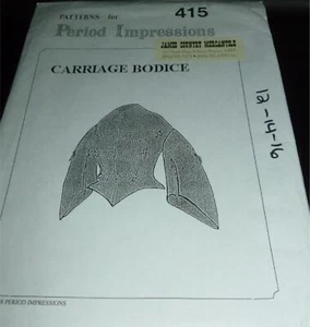 Victorian Period Impressions 415 Carriage Bodice Costume Sewing Pattern 12-16 - Picture 1 of 2