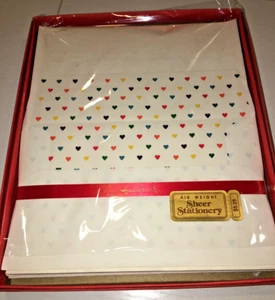 NEW vintage Hallmark Stationery 60 pieces & 20 envelopes MULTI HEARTS AIRMAIL - Picture 1 of 3