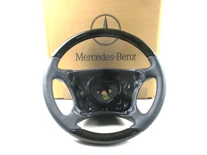 Original NEU Mercedes W215 W220 Nappa Anthrazit Leder Lenkrad Holzausführung - Bild 1 von 7