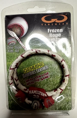 MLB Angels Hamilton 32 Genuine Baseball LeatherRope Necklace Anaheim LA Team Cover