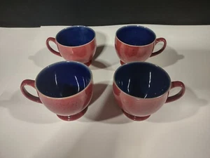 Denby Set of 4 Harlequin Red with Blue Breakfast Coffee Tea Mug/Cup - Picture 1 of 5