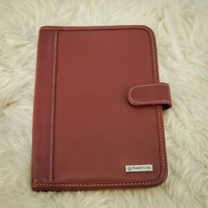 Franklin Covey Red Leather Easy Plan Bifold Magnetic Snap Day Week Planner