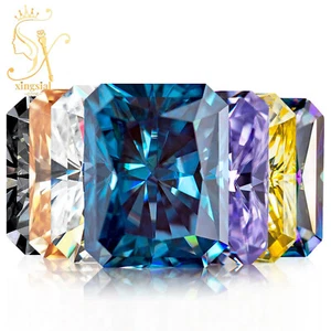 Pietra moissanite rettangolare taglio radiante GRA multicolore pietra preziosa sfusa per gioielli - Foto 1 di 38