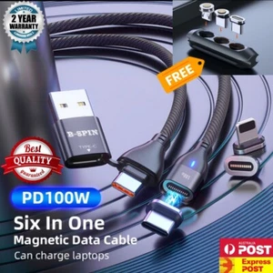 USB Type C Dual Magnetic Fast Charging Cable 100w PD Charger for iPhone android - Picture 1 of 32