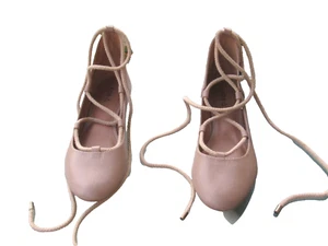 Kelsi Dagger Shoes Womens 8.5 Deandra Ballet Flats Nude LEATHER Lace Up Shoes - Picture 1 of 9