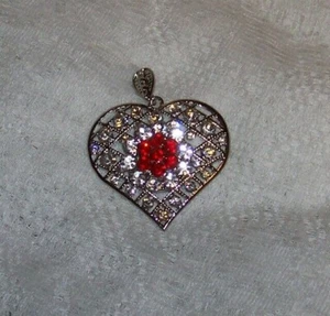 SNAP Corazón de Plata con Estrás Colgante y Estrás Rojo y Blanco - Imagen 1 de 2