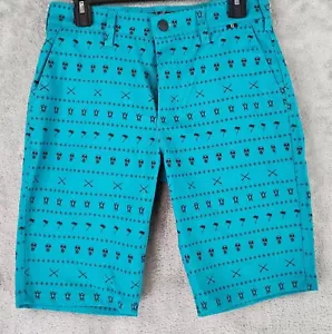 Hurley Shorts Mens 30 Green Black Skull 20 in Out Seam Casual Skater Bermuda - Picture 1 of 9