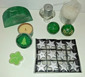 Lotto 20 pezzi candele tealight Natale verde argento decorazioni portacandela - Foto 1 di 6