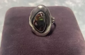 Vintage Sterling Silver Black Opal Ring Size 6- 5 Grams - Picture 1 of 9