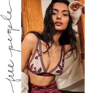 Free People Alia Bralette Black Combo Floral Lace Lingerie Size Medium New - Picture 1 of 6