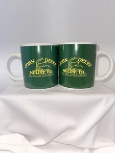 Vintage 2 John Deere Tractor Coffee Mug Green By Gibson Moline IL 14 Ounces - Picture 1 of 7
