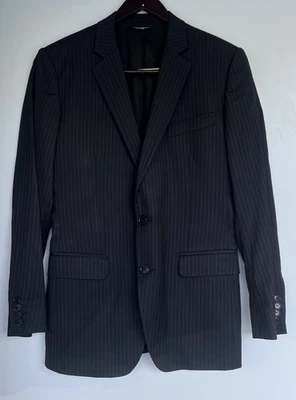 Dolce & Gabbana Blazer Jacket IT 46 US 36 Black Wool Pinstripe Italy Sport Coat - Image 1 of 4