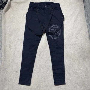 Killstar Jeans Mens Large Brimstone Black Denim Graphic Bondage Punk Meas 33x32 - Picture 1 of 17