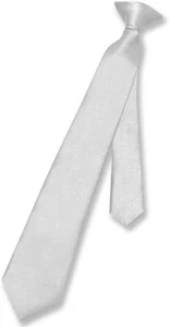 Boy's CLIP-ON NeckTie Solid SILVER GREY Color Youth Neck Tie - Picture 1 of 3