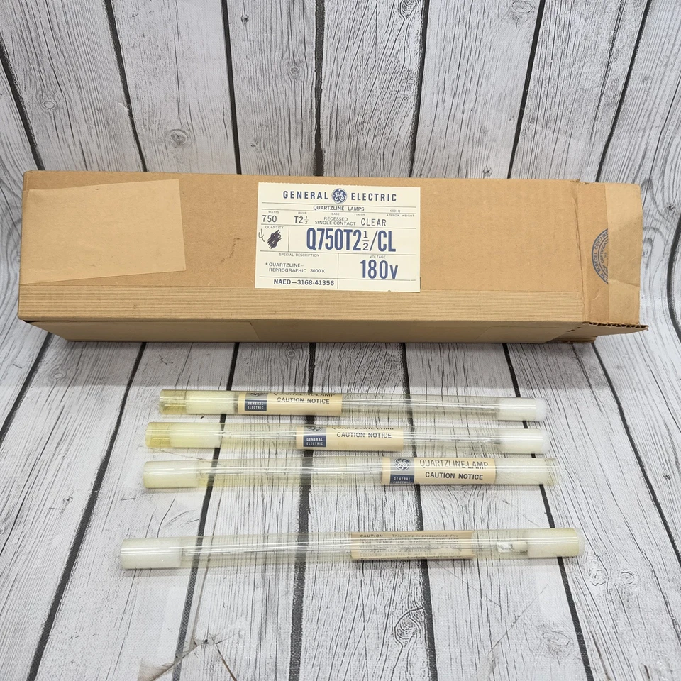 GE Q750T2 1/2 / CL 750 Вт 180 В T2 1/2 General Electric кварцевая лампа новый из старых запасов винтажный - Изображение 1 из 4