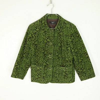 Chaqueta de Pana TALBOTS 10 Pequeña Verde Marrón Forrada Botones Cubiertos Cuello Pan Foto 1 de 4