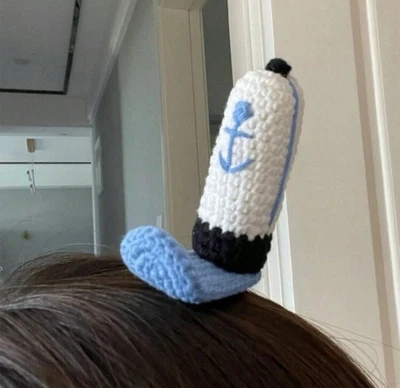 NEW SPONGEBOB Hair Pin KRUSTY CRAB HAT Clip Barrette CROCHETED MINI HAT Cosplay - Image 1 of 4