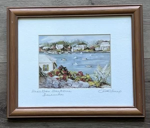 Vintage Framed C. Holding Signed Hamilton Harbor Bermuda Watercolor Print - Picture 1 of 4