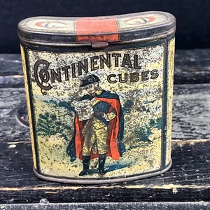 ANTIQUE CONTINENTAL CUBES TOBACCO CONCAVE VERTICAL POCKET TIN c1900's - RARE - Picture 1 of 15