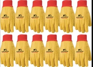 XL 12er Pack Gold Handy Andy Chore Handschuhe mit Baumwollfutter und Strick Handgelenk 1X - Bild 1 von 6