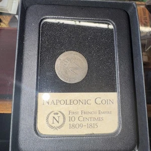 RARE Napoleonic 10 Centimes Coin - 1809-1815 - With Beautiful Display Case - Picture 1 of 4