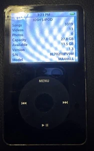 iPod 5g Gen (30 GB) A1136 Fast Ship Black Very Good Used 3319 Songs - Picture 1 of 3