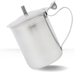 Milchkännchen mit Deckel 10 Unzen, Kaffee Milchkännchen Behälter, kleine Edelstahl Milchkanne - Bild 1 von 6