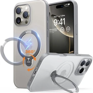 TORRAS 360 Spin Magnetic Stand For iPhone 16 Pro Max Case - Shockproof Grey - Picture 1 of 6