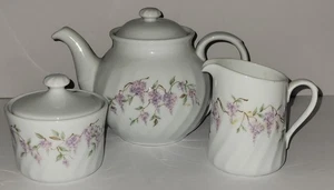 Corelle Corning Wisteria Teapot With Sugar And Creamer Set - Picture 1 of 9