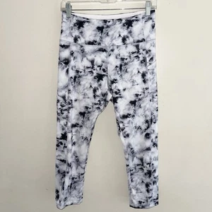 V Athletica Crop Leggings Size M Dyed Black White Pockets - Picture 1 of 8