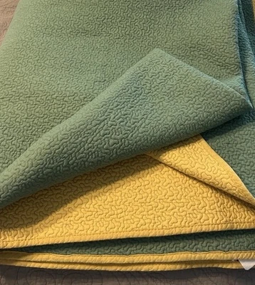 Yellow /Green Cotton Quilt Coverlet Bedspread Heavy Weight 86” x 78” EUC - Image 1 of 4